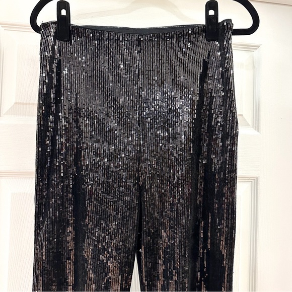 NBD x Marianna Hewitt Maeve Pant in Black high waist Sequin Flare sz Medium - Picture 8 of 11